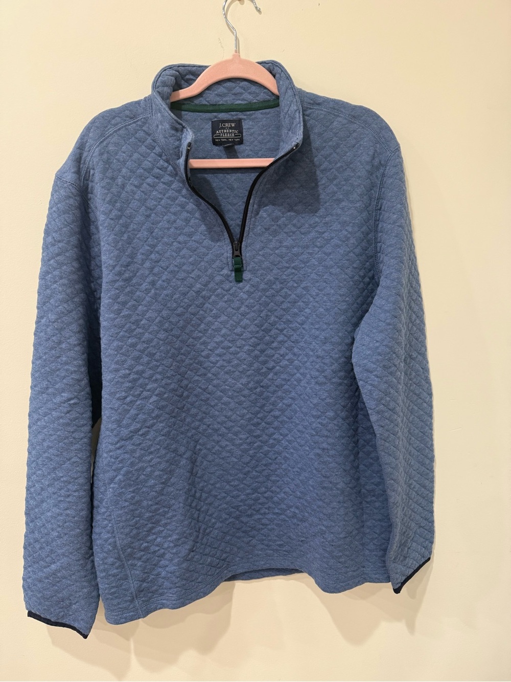 J. Crew Men's Quilted Half-Zip Pullover Sweater - Dusty Blue